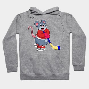 Rat at Ice hockey with Ice hockey stick Hoodie